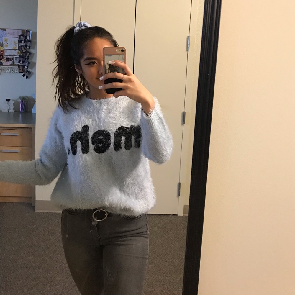 Forever 21 fuzzy blue sweater